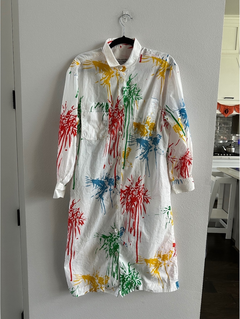Vintage Livio De Simone paint splatter Shirt dress Size 8